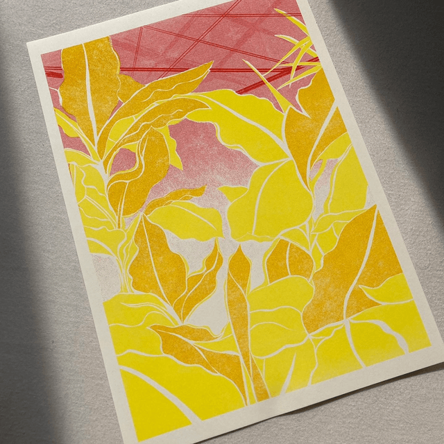 A4 Riso Print - Banana Plant, 2 colours 
