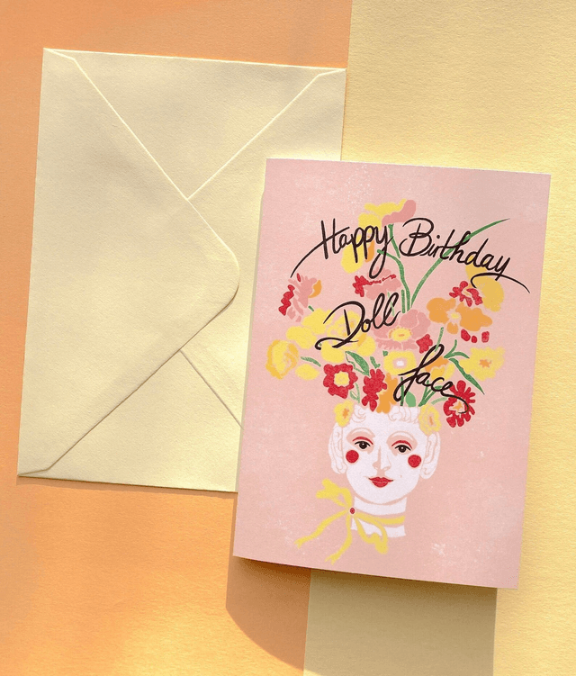 Happy Birthday Dollface - Greeting card