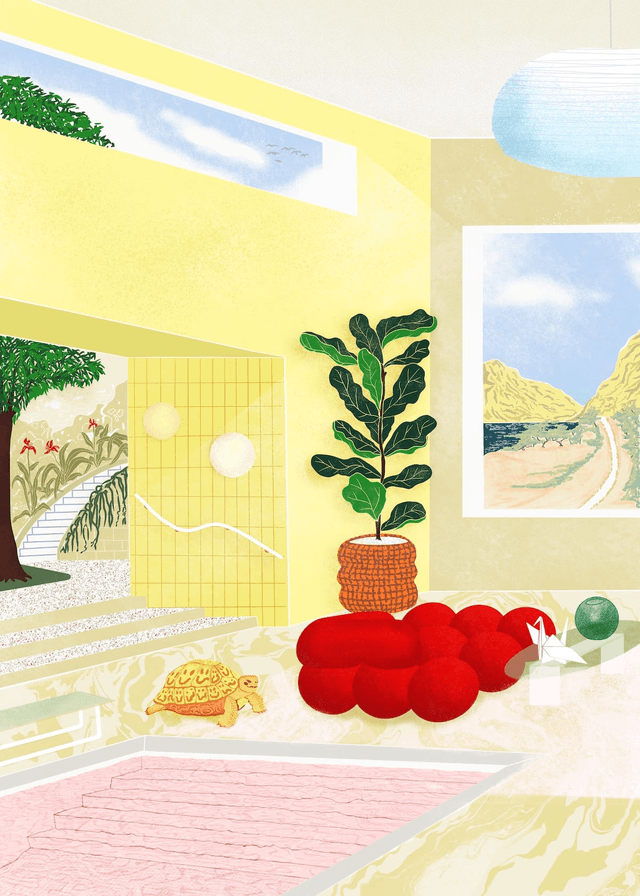 Happy Turtle in Modernist House