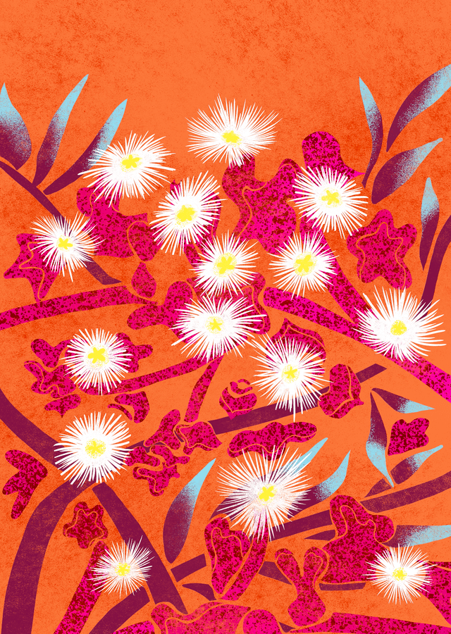 Tropical Flower Print - Ditsy Ice Succulent Flower 