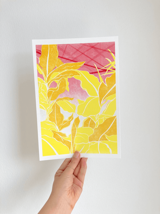 A4 Riso Print - Banana Plant, 2 colours 
